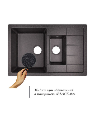 Кухонная мойка с дополнительной чашей Lidz 780x495/200 BLA-03 (LIDZBLA03780495200)