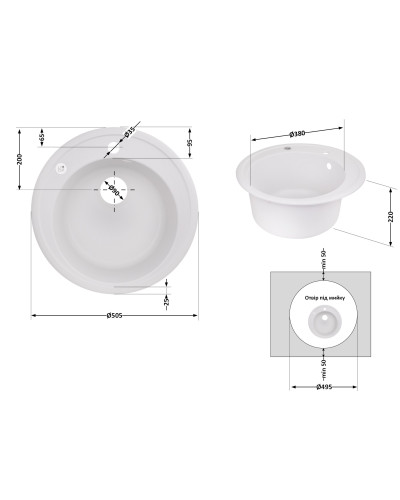 Кухонная мойка Lidz D510/200 WHI-01 (LIDZWHI01D510200)