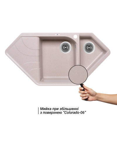 Кухонная мойка с дополнительной чашей Lidz 1000x500/225 COL-06 (LIDZCOL061000500225)