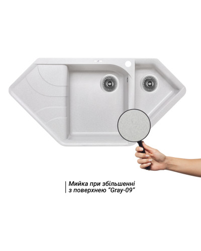 Кухонная мойка с дополнительной чашей Lidz 1000x500/225 GRA-09 (LIDZGRA091000500225)