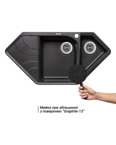 Кухонная мойка с дополнительной чашей Lidz 1000x500/225 GRF-13 (LIDZGRF131000500225)
