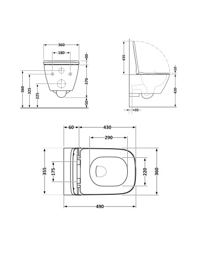 Унитаз подвесной Qtap Robin безободковый с сиденьем Soft-close QT1333046ENRW
