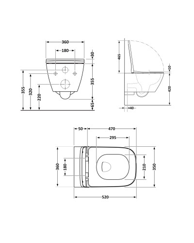 Унитаз подвесной Qtap Crow безободковый с сиденьем Soft-close QT05335170W