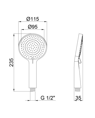 Лейка для ручного душа Qtap Rucni 115 мм округлая QTRUCA116O3PBB Black Matt