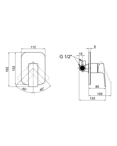 Смеситель для душа Qtap Namesti скрытого монтажа QTNAM6025102NC Chrome