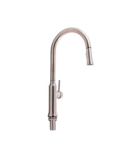 Смеситель для кухни Qtap Baruska с выдвижным изливом QTBAR9137103UN Brushed Nickel PVD