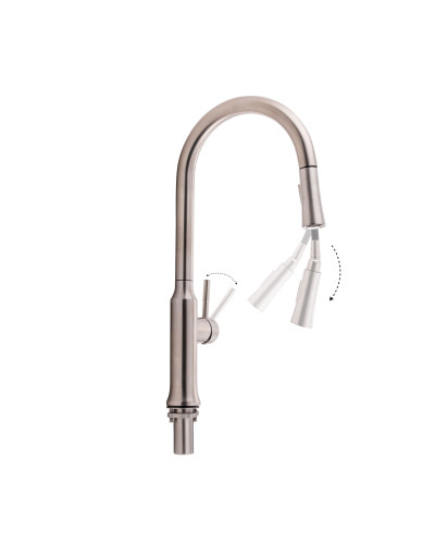 Смеситель для кухни Qtap Baruska с выдвижным изливом QTBAR9137103UN Brushed Nickel PVD