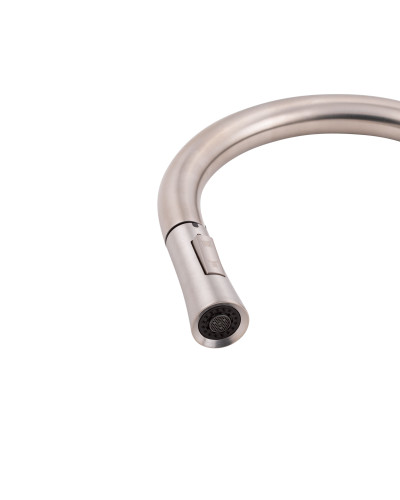 Смеситель для кухни Qtap Baruska с выдвижным изливом QTBAR9137103UN Brushed Nickel PVD