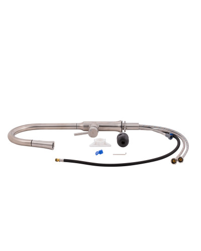 Смеситель для кухни Qtap Baruska с выдвижным изливом QTBAR9137103UN Brushed Nickel PVD