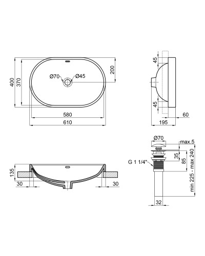 Раковина Qtap Leo 590x400x170 White с донным клапаном QT11114028W