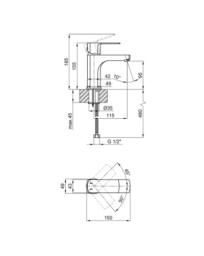 Смеситель для раковины Qtap Lipno QTLIPNO1023101G Graphite