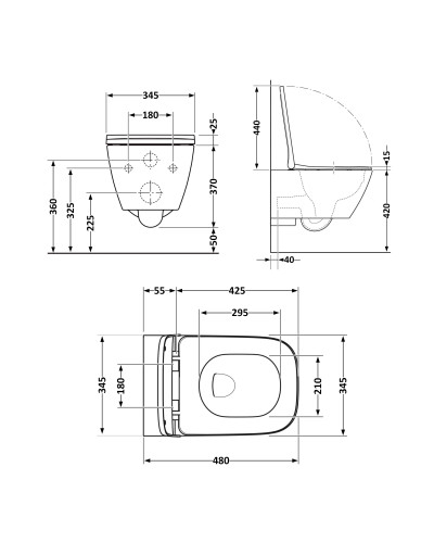 Унитаз подвесной Qtap Tern с сиденьем  Soft-close QT17332303ASW