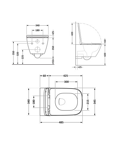 Унитаз подвесной Qtap Crow безободковый с сиденьем Soft-close QT05335171W