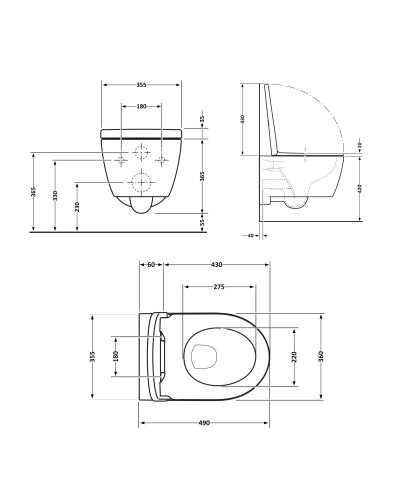 Унитаз подвесной Qtap Taurus безободковый с сиденьем Soft-close QT2433084EUQMB