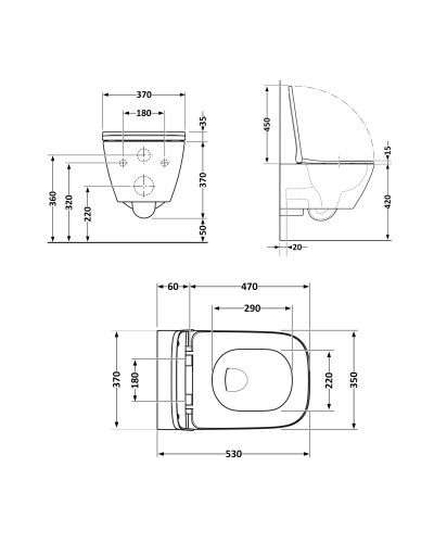 Унитаз подвесной Qtap Gemini безободковый с сиденьем Soft-close QT2533076EUQW