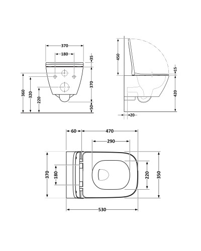 Унитаз подвесной Qtap Gemini безободковый с сиденьем Soft-close QT2533076EUQMB