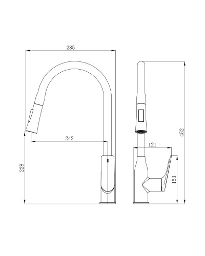 Смеситель для кухни Qtap Vlasta New с выдвижным изливом QTVLA344CRM45646 Chrome