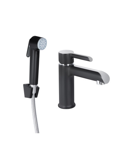 Смеситель для раковины Qtap Grand (с гигиеническим душем) QTGRA272CRB45672 Chrome/Black