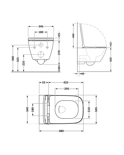 Унитаз подвесной Qtap Tern New Ultra Quiet с сиденьем с сиденьем Soft-Close MATT BLACK QT17332303ASMB