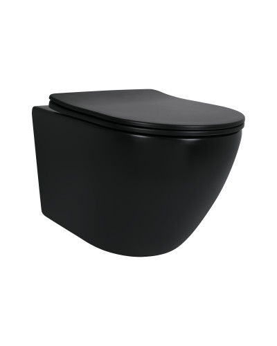 Унитаз подвесной Qtap Robin New Ultra Quiet с сиденьем с сиденьем Soft-Close MATT BLACK QT13332381АSMB