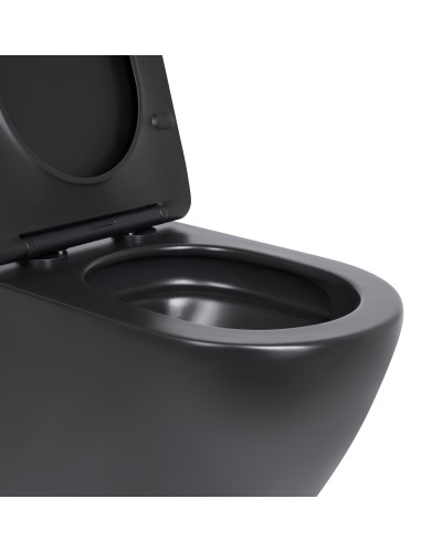 Унитаз подвесной Qtap Robin New Ultra Quiet с сиденьем с сиденьем Soft-Close MATT BLACK QT13332381АSMB