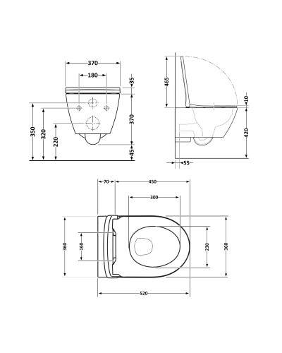 Унитаз подвесной Qtap Robin Ultra Quiet безободковый с сиденьем Soft-close 520x365x365 мм WHITE