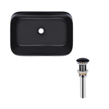 Комплект Qtap Scorpio: Раковина накладная прямоугольная 550х390х120 мм Matt Black + Донный клапан PU03