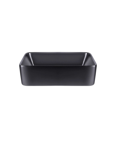 Комплект Qtap Tern: Раковина накладная прямоугольная 475х370х140 мм Matt Black + Донный клапан PU03