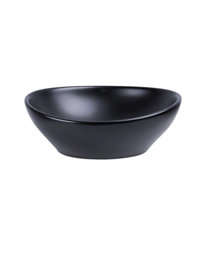 Комплект Qtap Dove: Раковина накладная овальная 410x335x145 мм Matt Black + Донный клапан PU03