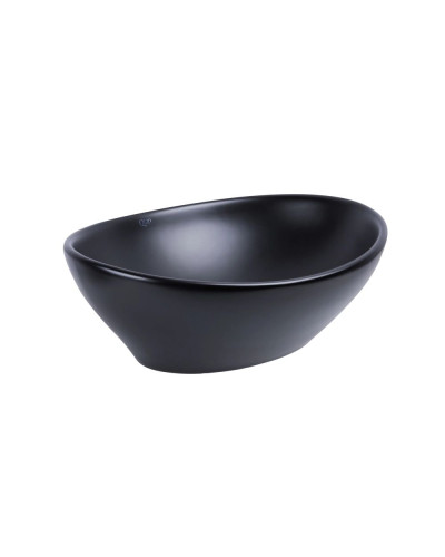 Комплект Qtap Dove: Раковина накладная овальная 410x335x145 мм Matt Black + Донный клапан PU03