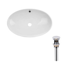 Комплект Qtap Dove: Раковина накладная овальная 625x415x150 мм White + Донный клапан PU02O